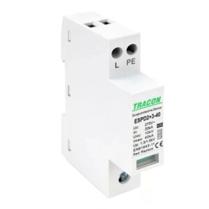 Tracon T2+T3 túlfeszültség levezető 1 fázisú töltőkhöz, AC típusú, 1+1P, 40kA