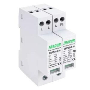 Tracon T2+T3 túlfeszültség levezető 3 fázisú töltőkhöz, AC típusú, 3+1P, 40kA
