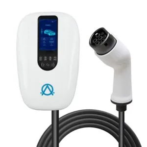 Aurora fali töltő 6-32A / 7,4 kW / 1 fázisú nagy kijelzős okos fali töltő 5 méteres Type 2 kábellel (Wifi, Bluetooth, applikáció, RFID)